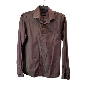 J. Hampstead Trim Fit Holographic Long Sleeve Superfine Cotton Button Shirt 38
